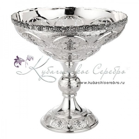 Фруктовница с выпиленным узором и чернением Лоза 