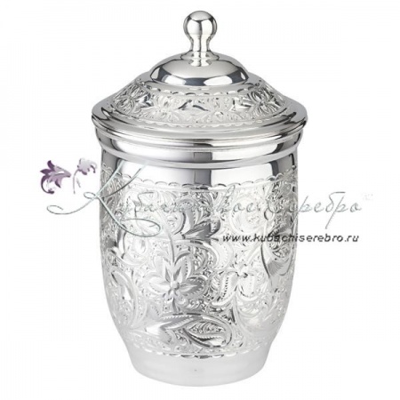 Стакан с крышкой из серебра 999 пробы на 440 мл 